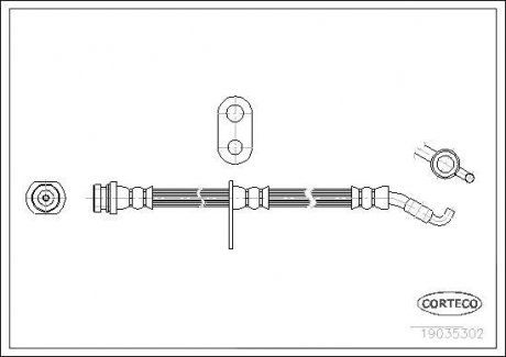 Гальмівна трубка/шланг гнучкий передній лівий/правий (довжина 540 мм, M10x1) SUZUKI SPLASH, SWIFT III 1.0-1.6 02.05- CORTECO 19035302
