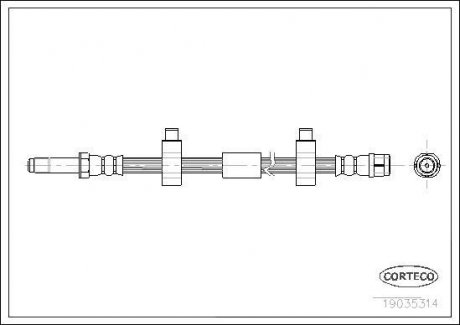 Тормозная трубка/шланг гибкий задний правый (длина 290мм) VW MULTIVAN V, TRANSPORTER V 1.9D-3.2 04.03-08.15 CORTECO 19035314