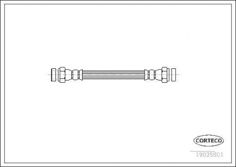 Фото автозапчасти тормозная трубка/шланг гибкий передний левый/правый (длина 162мм, F10x1/F10x1) AUDI 80 B3; SEAT CORDOBA, CORDOBA VARIO, IBIZA II, TOLEDO I; VW CORRADO, GOLF III, GOLF IV, VENTO 1.0-электрический 08.88-12.02 CORTECO 19035801