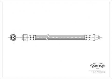 Гальмівна трубка/шланг гнучкий передній лівий/правий (довжина 490 мм) MERCEDES A (W169), B SPORTS TOURER (W245) 1.5-2.0D 09.04-06.12 CORTECO 19035874