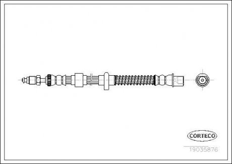 Гальмівна трубка/шланг гнучкий задній R (довжина 685 мм) CITROEN C5 III, C6; PEUGEOT 407, 508 I 1.6-3.0D 03.04- CORTECO 19035876 (фото 1)