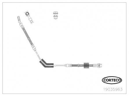 Гальмівна трубка/шланг гнучкий лівий/правий (довжина 150 мм) LAND ROVER RANGE ROVER III 3.0D-5.0 03.02-08.12 CORTECO 19035963