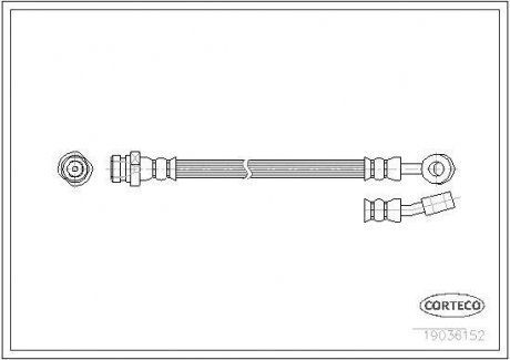 Гальмівна труба/шланг гнучкий задній L (довжина 318 мм, M10x1/M10x1) KIA CEE'D, PRO CEE'D 1.6D 12.06-12.12 CORTECO 19036152