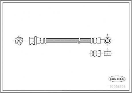 Фото автозапчасти тормозная трубка/шланг гибкий передний L (длина 380мм) MAZDA MX-5 II 1.6/1.8 05.98-10.05 CORTECO 19036191