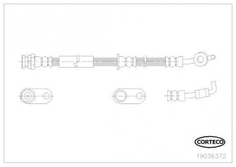 Фото автозапчастини гальмівна трубка/шланг гнучкий передній L MAZDA 2 1.3-1.6D 07.07-06.15 CORTECO 19036372 (фото 1)