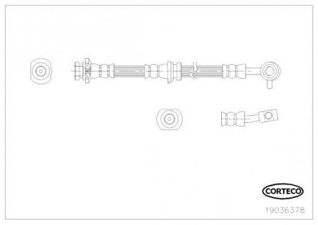 Гальмівна трубка/шланг гнучкий передній L (довжина 640 мм, M10x1) NISSAN QASHQAI I 1.5D/1.6/2.0D 02.07-12.13 CORTECO 19036378