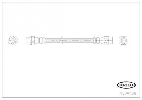 Гальмівна трубка/шланг гнучкий задній лівий/правий (довжина 205 мм) BMW X5 (E70), X5 (F15, F85), X6 (E71, E72), X6 (F16, F86) 2.0D-4.8 10.06-07.19 CORTECO 19036498 (фото 1)