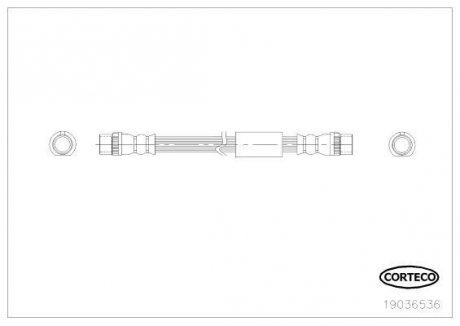 Трубка/шланг тормозной гибкий задний левый/правый (длина 355мм) FIAT SCUDO 1.6D/2.0D 01.07- CORTECO 19036536 (фото 1)