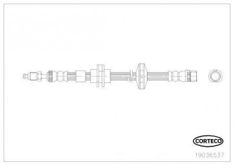 Тормозная трубка/шланг гибкий передний левый/правый (длина 462 мм, F10x1/M10x1) RENAULT LAGUNA, LAGUNA III 1.5D-3.5 10.07-12.15 CORTECO 19036537