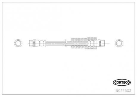 Гальмівна труба/шланг гнучкий задній лівий/правий (довжина 388 мм, F10x1/F10x1) CITROEN JUMPY; PEUGEOT EXPERT, EXPERT TEPEE 1.6D/2.0/2.0D 01.07- CORTECO 19036603