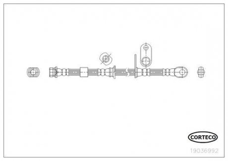 Тормозная трубка/шланг гибкий передний L (длина 720 мм, диаметр 10 мм, M10x1) MITSUBISHI L200 / TRITON, PAJERO SPORT II 2.4-3.5 11.05- CORTECO 19036992 (фото 1)