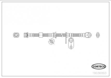Тормозная трубка/шланг гибкий передний левый/правый (длина 720мм) MITSUBISHI L200 / TRITON, PAJERO SPORT II 2.4-3.5 11.05- CORTECO 19036993 (фото 1)
