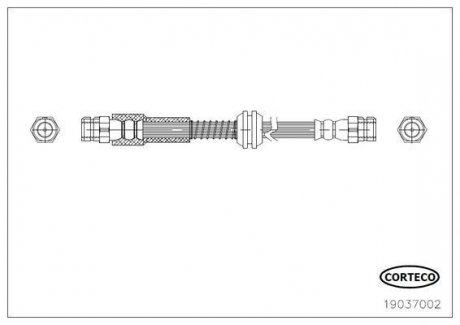 Тормозная трубка/шланг гибкий задний левый/правый (длина 430мм) VW CADDY III, CADDY III/MINIVAN 1.2/1.6D/2.0D 08.10-05.15 CORTECO 19037002 (фото 1)