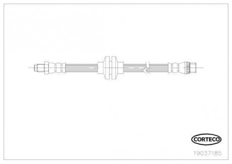 Тормозная трубка/шланг EPDM/гибкий передний левый/правый (длина 400 мм, M10x1/F10x1) OPEL MOVANO B; РЕНО МАСТЕР III 2.3D 02.10- CORTECO 19037185