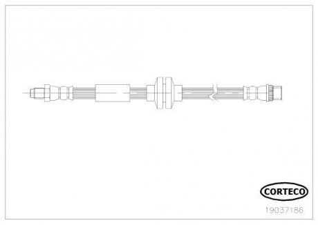 Гальмівна труба/шланг гнучкий задній лівий/правий (довжина 620 мм) OPEL MOVANO B; RENAULT MASTER III 2.3D 02.10- CORTECO 19037186