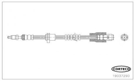 Гальмівна трубка/шланг гнучкий передній лівий/правий (M10x1/M10x1) BMW X3 (F25) 2.0-3.0D 09.10-08.17 CORTECO 19037290
