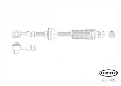 Тормозная трубка/шланг EPDM передний левый/правый (длина 425мм, M10x1,5/M10x1) CHEVROLET CRUZE, ORLANDO, VOLT; Опель АМПЕРА, АСТРА Дж 1.3Д-2.0Д 05.09- CORTECO 49371485 (фото 1)