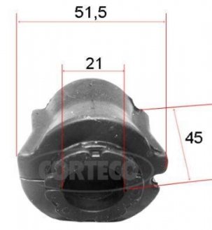 Подушка стабілізатора передня ліва/права (внутрішній діаметр: 21мм) CITROEN NEMO 1.3 D Multijet (225AXE1A, 225CXE1A, 225AXH1A)/1.3 D Multijet (225BXD1A, 225BXB1A, 225BXB11)/1.3 D Multijet (225BXE1A)/1.3 D M CORTECO 49371817