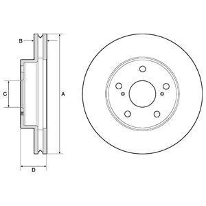 Комплект тормозных дисков (2 шт) передняя левый/правая TOYOTA HILUX VII 2.5D 03.05-05.15 Delphi BG4758C (фото 1)