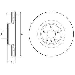 Гальмівний диск передня ліва/права AUDI A6 ALLROAD C7 3.0/3.0D 01.12-06.16 Delphi BG9173C
