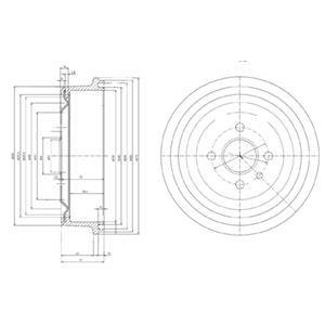 Фото автозапчасти тормозной барабан задний OPEL ASCONA B, ASCONA C, COMBO, CORSA C, KADETT D, KADETT E, KADETT E COMBO, MANTA B, REKORD D, REKORD E 1.2-2.3D 01.72-07.03 Delphi BF103