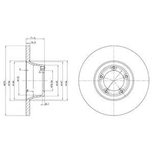 Фото автозапчастини ford гальмівний диск передн. transit 1.6, 2.0 85- Delphi BG2157