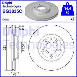 Комплект гальмівних дисків (2 шт.) передні лівий/правий OPEL COMBO E TOUR / LIFE; PEUGEOT 407, 508, 508 I, 605 1.2-Electric 09.89- Delphi BG3835C