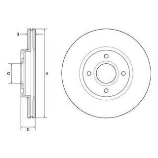 Комплект гальмівних дисків (2 шт) передня ліва/права FORD B-MAX, FIESTA VI, TRANSIT COURIER B460, TRANSIT COURIER B460/MINIVAN 1.0-1.6D 09.12- Delphi BG4569 (фото 1)