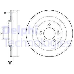 Комплект тормозных дисков (цена за штуку, комплект 2 шт.) задние левая/правая HYUNDAI I40 I, I40 I CW 1.6-2.0 03.12-05.19 Delphi BG4688C (фото 1)