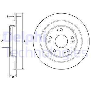 Комплект тормозных дисков задняя левый/правая HONDA CIVIC IX 1.4-2.2D 02.12- Delphi BG4773C (фото 1)