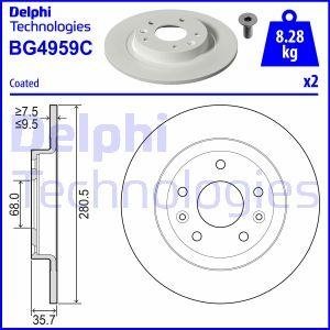 Комплект тормозных дисков (цена за штуку, комплект 2 шт.) задние левая/правая MAZDA CX-3 1.5D/2.0 02.15- Delphi BG4959C