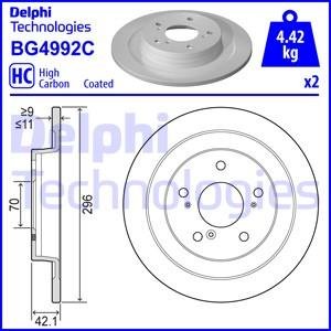 Комплект гальмівних дисків (2 шт.) задні лівий/правий HONDA CIVIC IX 2.0 08.15- Delphi BG4992C (фото 1)
