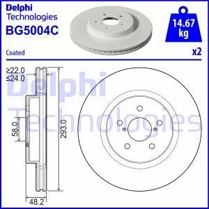 Комплект тормозных дисков (цена за штуку, комплект 2 шт.) передние левая/правая SUBARU IMPREZA, XV 1.6/2.0 10.16- Delphi BG5004C