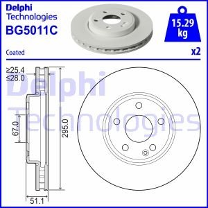Комплект тормозных дисков (цена за штуку, комплект 2 шт.) передние левая/правая INFINITI Q30 1.5D/1.6 11.15- Delphi BG5011C