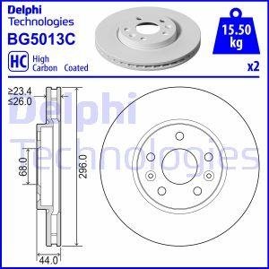 Комплект гальмівних дисків (2 шт.) передні лівий/правий RENAULT MEGANE IV, TALISMAN 1.3-1.7D 11.15- Delphi BG5013C