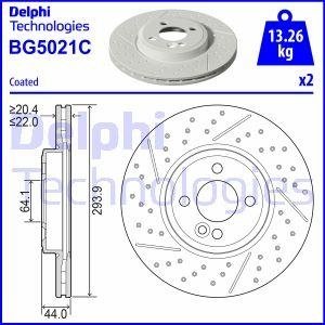 Комплект тормозных дисков (цена за штуку, комплект 2 шт.) передние левая/правая MINI (R50, R53), (R52), (R56), (R57), (R58), (R59), CLUBMAN (R55), CLUBVAN (R55) 1.4-2.0D 06.01-06.15 Delphi BG5021C