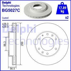 Комплект тормозных дисков (цена за штуку, комплект 2 шт.) передние левая/правая HYUNDAI H350 2.5D 04.15- Delphi BG5027C