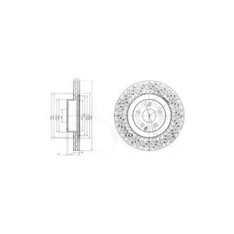 Фото автозапчасти тормозной диск передний левый/правый MERCEDES E (W211), S (C216), S (W221) 2.2D-5.5 10.05-12.13 Delphi BG9057