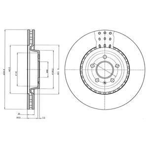 Гальмівний диск передні лівий/правий AUDI A4 B8, A5, A6 C7, A7, Q5; PORSCHE MACAN 1.8-3.6 11.08- Delphi BG9110C