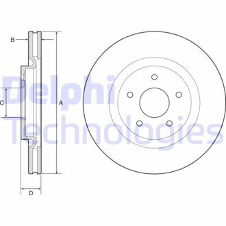 Фото автозапчасти тормозной диск передний левый/правый NISSAN X-TRAIL III; RENAULT KOLEOS II 1.3-2.0D 04.14- Delphi BG9195C