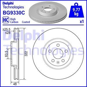 Гальмівний диск передній лівий/правий VOLVO S60 III, S90 II, V60 II, V90 II, XC40, XC60 II 1.5-2.0H 03.16- Delphi BG9330C (фото 1)