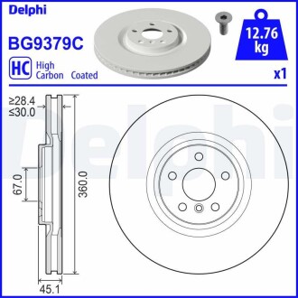 Фото автозапчасти tarcza ham. BMW 1 Series,2 Series,X1 Series,X2 Series/MINI Mini Delphi BG9379C