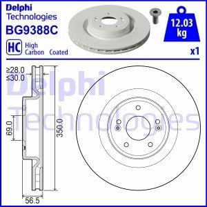 Тормозной диск передний левый/правый KIA STINGER 3.3 06.17- Delphi BG9388C