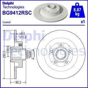 Гальмівний диск з підшипником задній лівий/правий RENAULT ESPACE V 1.6-2.0D 02.15- Delphi BG9412RSC