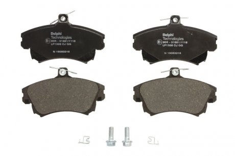 Комплект тормозных колодок передний VOLVO S40 I, V40; MITSUBISHI CARISMA, COLT VI; SMART FORFOUR 1.3-2.0 07.95-06.12 Delphi LP1398 (фото 1)