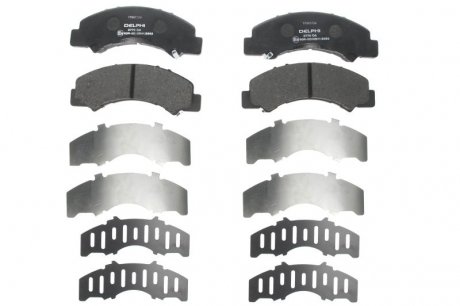 Комплект тормозных колодок задних ISUZU ELF, FORWARD F, GRAFTER, N (6TH GENERATION); TOYOTA DYNA 1.9D-5.2D 10.03- Delphi LP2770 (фото 1)