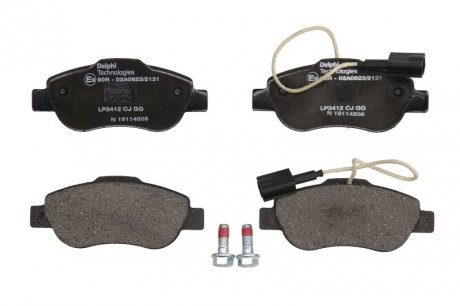 Комплект гальмівних колодок спереду FIAT 500, 500 C; FORD KA 1.2/1.3D 07.07- Delphi LP3412