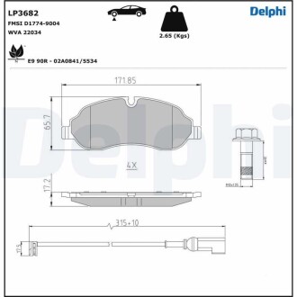 Фото автозапчастини гальмівні колодки, дискові Delphi LP3682