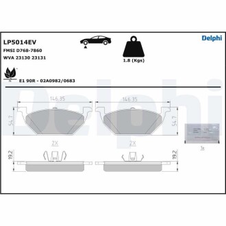 Фото автозапчасти колодки гальмівні (передні) Audi A1 10-18/A3/Seat/Skoda Fabia/Octavia/VW Golf 96-/Caddy/Polo 04- Delphi LP5014EV