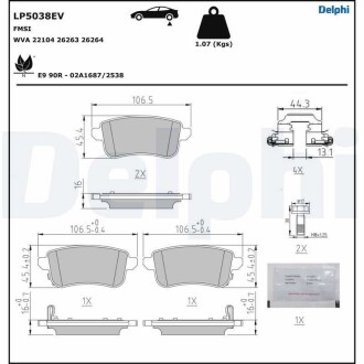 Фото автозапчастини колодки гальмівні (задні) Renault Captur 20-/Zoe 12-/Talisman 16- Delphi LP5038EV